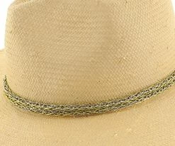 Palmara - Brooklyn Tea Straw Pinch Front Fedora Hat W/ Metallic Band - BKN1510 Men