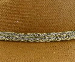 Palmara - Brooklyn Tea Straw Pinch Front Fedora Hat W/ Metallic Band - BKN1510 Men