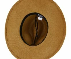 Palmara - Brooklyn Tea Straw Pinch Front Fedora Hat W/ Metallic Band - BKN1510 Men