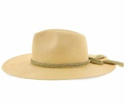 Palmara - Brooklyn Tea Straw Pinch Front Fedora Hat W/ Metallic Band - BKN1510 Men