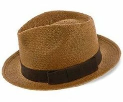 Men Williamsburg - Brooklyn Toast Straw Pinch Front Fedora Hat - BKN1469