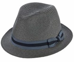 Bedford - Brooklyn Grey Paper Braid Straw Fedora Hat - BKN1434 Men