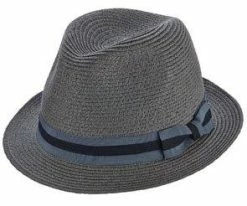 Bedford - Brooklyn Grey Paper Braid Straw Fedora Hat - BKN1434 Men