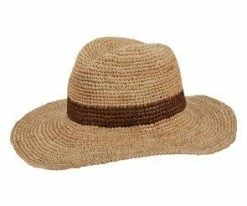 Stanton - Brooklyn Brown Crocheted Raffia Straw Safari Hat W/ Dyed Trim - BKN1526 Men
