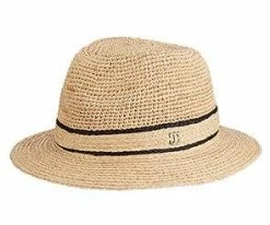 Sandy - Callanan CR266 Natural Crocheted Raffia Straw Fedora Hat