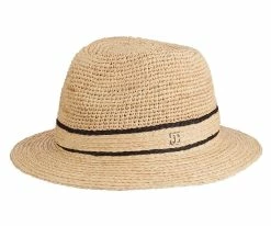 Sandy - Callanan CR266 Natural Crocheted Raffia Straw Fedora Hat