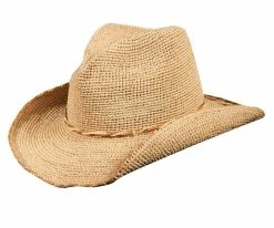 Callanan CR192 Natural Crocheted Raffia Straw Western Hat Men