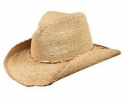 Callanan CR192 Natural Crocheted Raffia Straw Western Hat Men