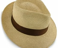 Hot To Trot - Dobbs Natural Twisted Panama Fedora Hat (Brown Band)