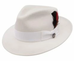 Men Strand II - Dobbs White Wool Felt Fedora Hat - DWSTND