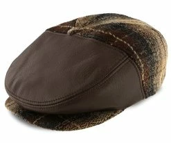 Men Abernathy - Dobbs Wool Blend / Leather Newsboy Cap - Made In USA