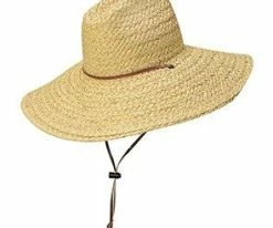 Dorfman Pacific Sun City - Natural Rough Braid Raffia Lifeguard Wide Brim Hat