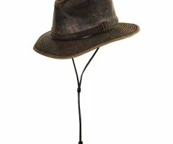 Dorfman Pacific Men Mount Rainier - DPC MC254 Brown Weathered Cotton Outback Aussie Hat
