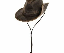 Dorfman Pacific Men Mount Rainier - DPC MC254 Brown Weathered Cotton Outback Aussie Hat