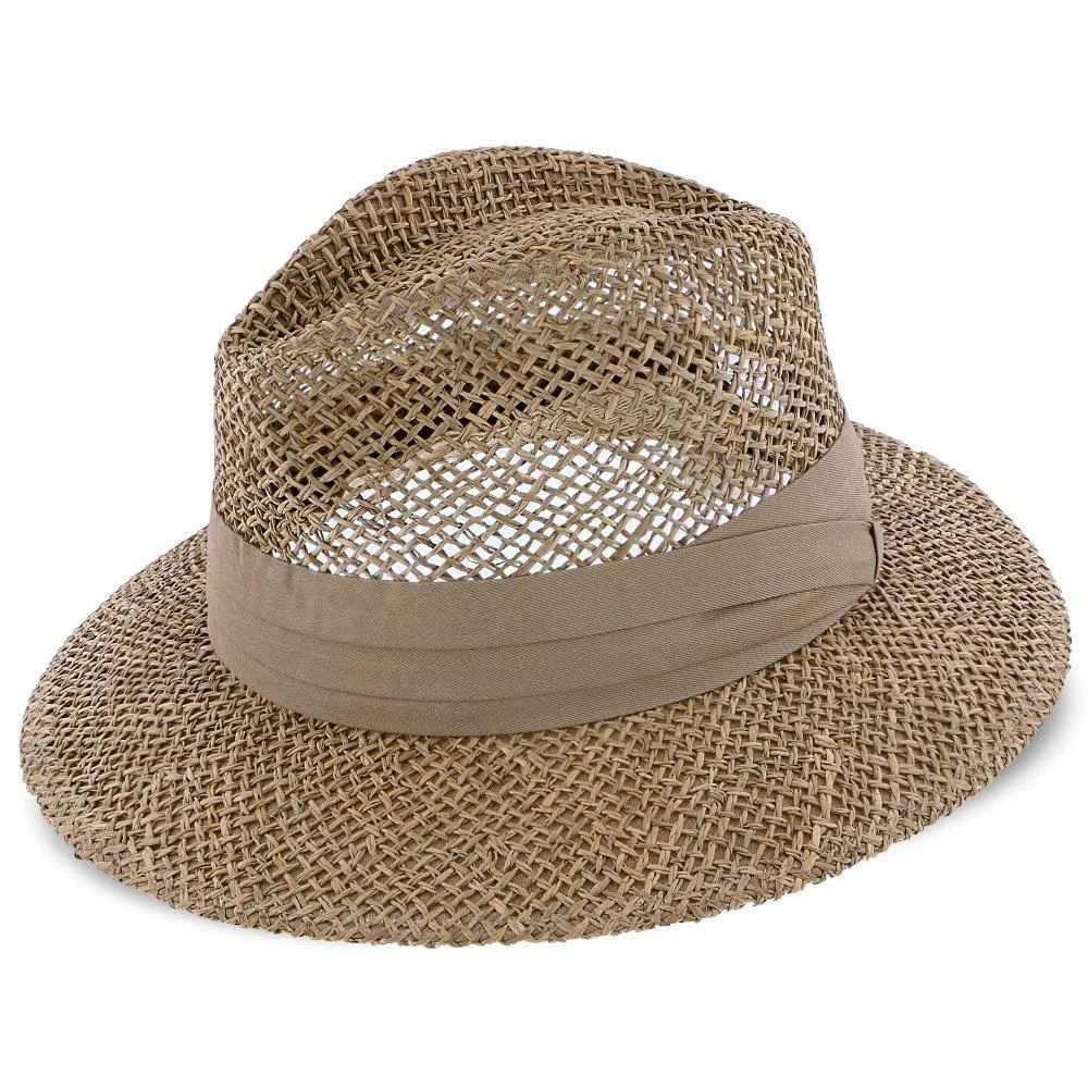 New ✔️ Portland - Dorfman Pacific 100% Seagrass Straw Fedora Hat Men ❤️ 2 Portland - Dorfman Pacific 100% Seagrass Straw Fedora Hat Men