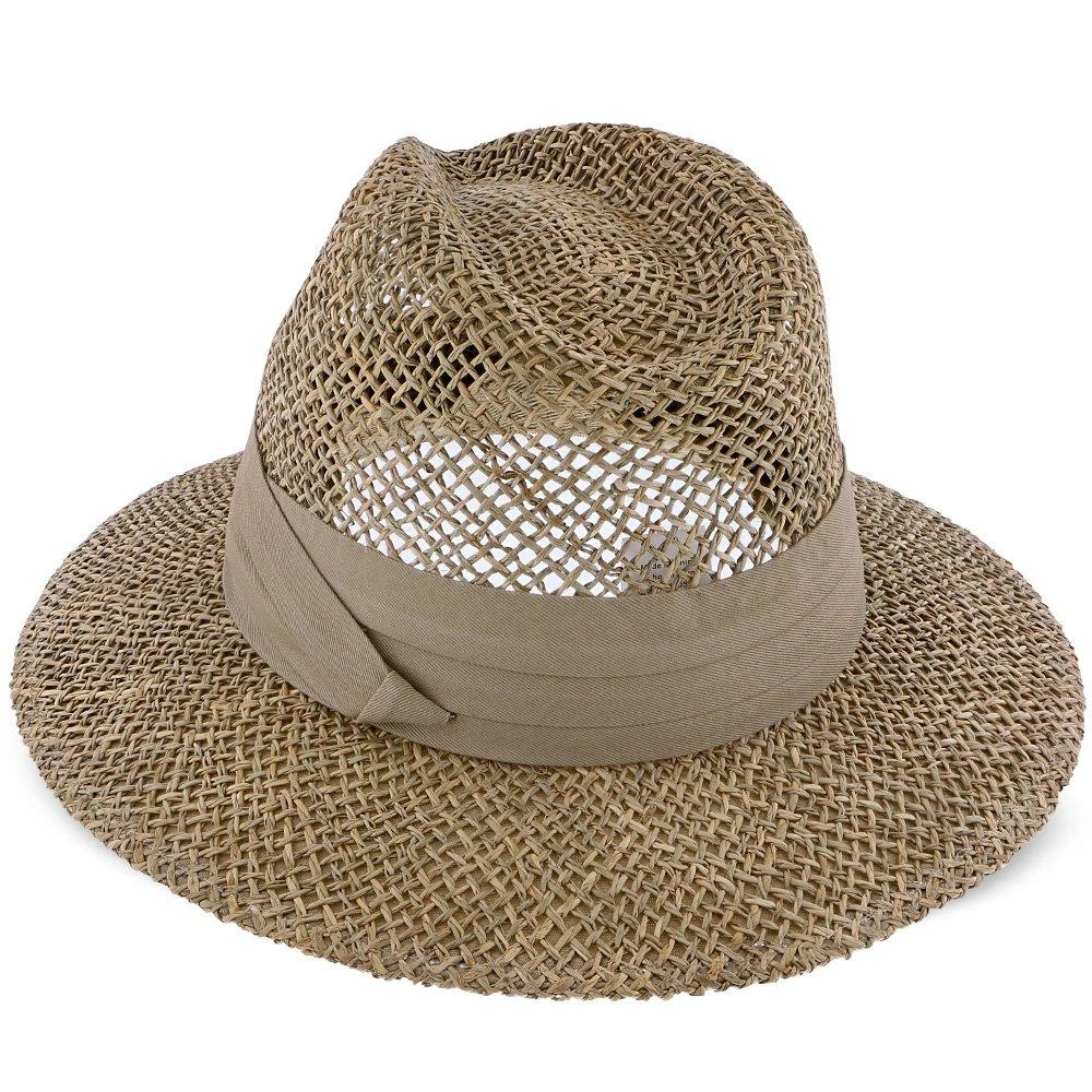 New ✔️ Portland - Dorfman Pacific 100% Seagrass Straw Fedora Hat Men ❤️ 14 Portland - Dorfman Pacific 100% Seagrass Straw Fedora Hat Men