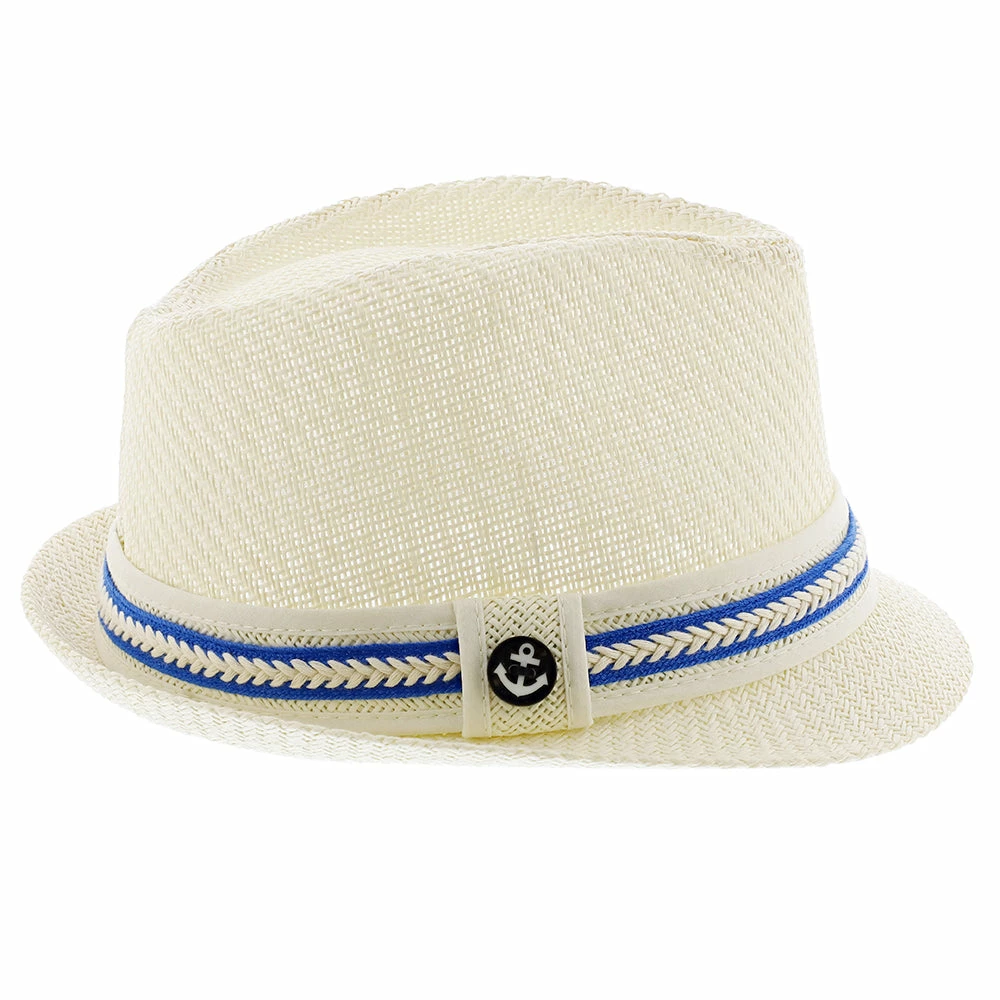 Brand new ๐ Starboard - Tropical Trends LS208 Paper Braid Straw Fedora Hat W/ Anchor Button Hat Pin Men โค๏ธ 20 Starboard - Tropical Trends LS208 Paper Braid Straw Fedora Hat W/ Anchor Button Hat Pin Men
