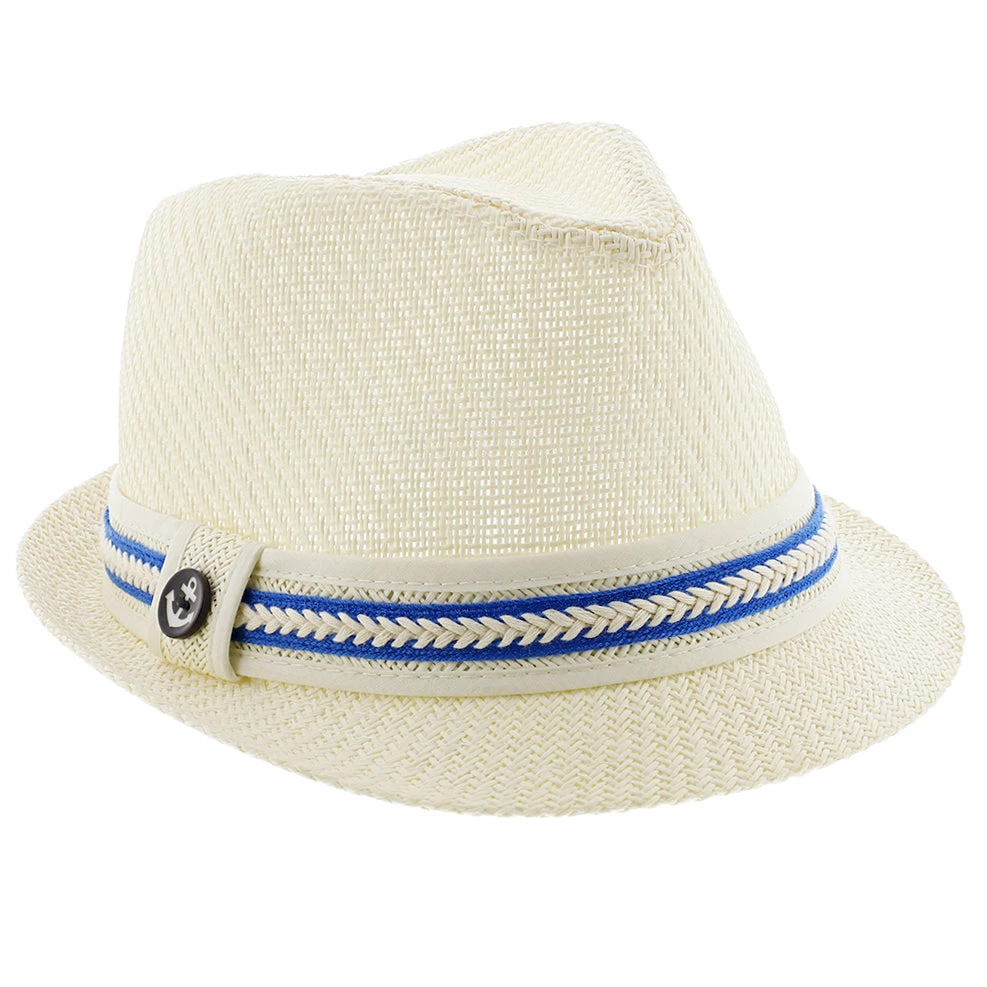 Brand new ๐ Starboard - Tropical Trends LS208 Paper Braid Straw Fedora Hat W/ Anchor Button Hat Pin Men โค๏ธ 16 Starboard - Tropical Trends LS208 Paper Braid Straw Fedora Hat W/ Anchor Button Hat Pin Men