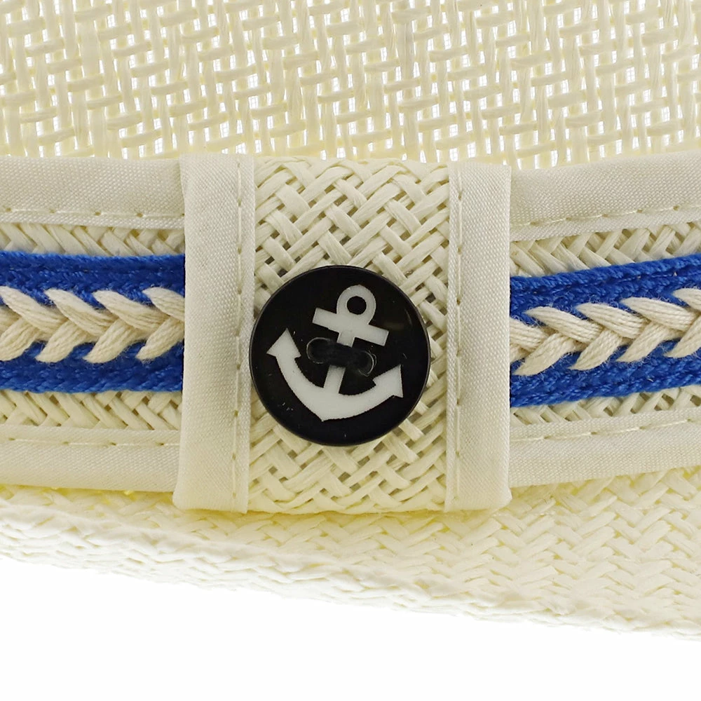 Brand new ๐ Starboard - Tropical Trends LS208 Paper Braid Straw Fedora Hat W/ Anchor Button Hat Pin Men โค๏ธ 21 Starboard - Tropical Trends LS208 Paper Braid Straw Fedora Hat W/ Anchor Button Hat Pin Men