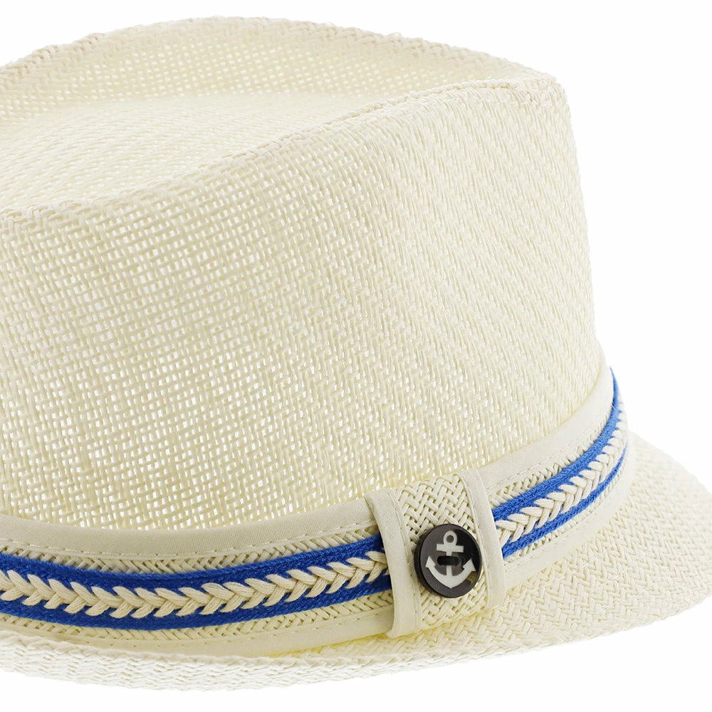 Brand new ๐ Starboard - Tropical Trends LS208 Paper Braid Straw Fedora Hat W/ Anchor Button Hat Pin Men โค๏ธ 22 Starboard - Tropical Trends LS208 Paper Braid Straw Fedora Hat W/ Anchor Button Hat Pin Men