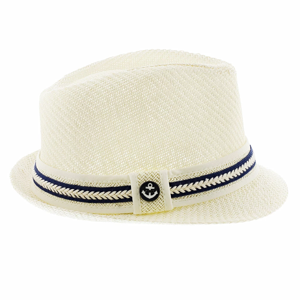 Brand new ๐ Starboard - Tropical Trends LS208 Paper Braid Straw Fedora Hat W/ Anchor Button Hat Pin Men โค๏ธ 28 Starboard - Tropical Trends LS208 Paper Braid Straw Fedora Hat W/ Anchor Button Hat Pin Men