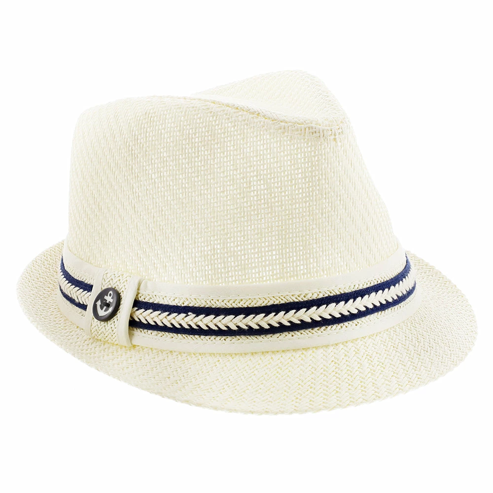 Brand new ๐ Starboard - Tropical Trends LS208 Paper Braid Straw Fedora Hat W/ Anchor Button Hat Pin Men โค๏ธ 26 Starboard - Tropical Trends LS208 Paper Braid Straw Fedora Hat W/ Anchor Button Hat Pin Men