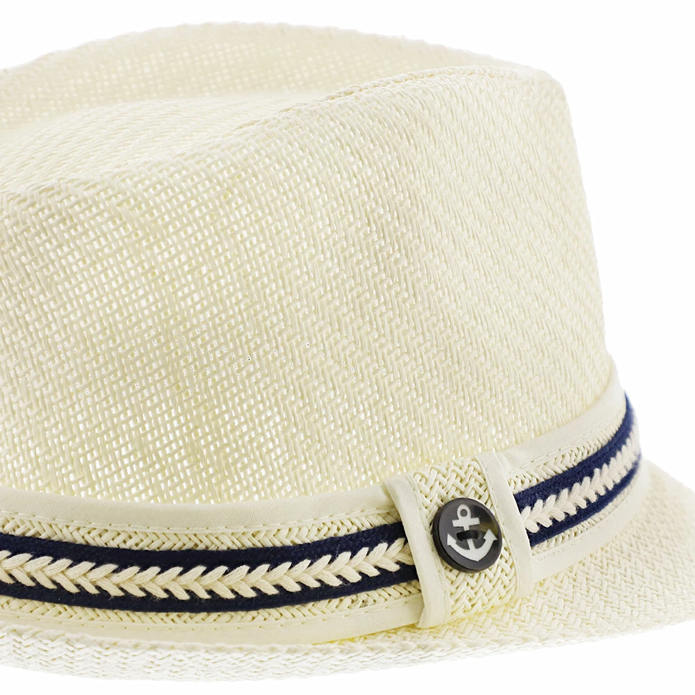Brand new ๐ Starboard - Tropical Trends LS208 Paper Braid Straw Fedora Hat W/ Anchor Button Hat Pin Men โค๏ธ 32 Starboard - Tropical Trends LS208 Paper Braid Straw Fedora Hat W/ Anchor Button Hat Pin Men