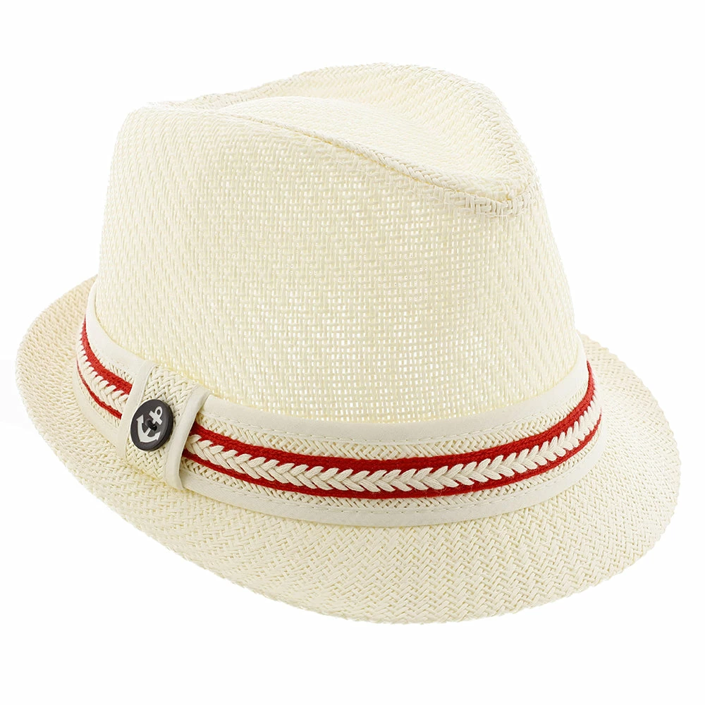 Brand new ๐ Starboard - Tropical Trends LS208 Paper Braid Straw Fedora Hat W/ Anchor Button Hat Pin Men โค๏ธ 34 Starboard - Tropical Trends LS208 Paper Braid Straw Fedora Hat W/ Anchor Button Hat Pin Men