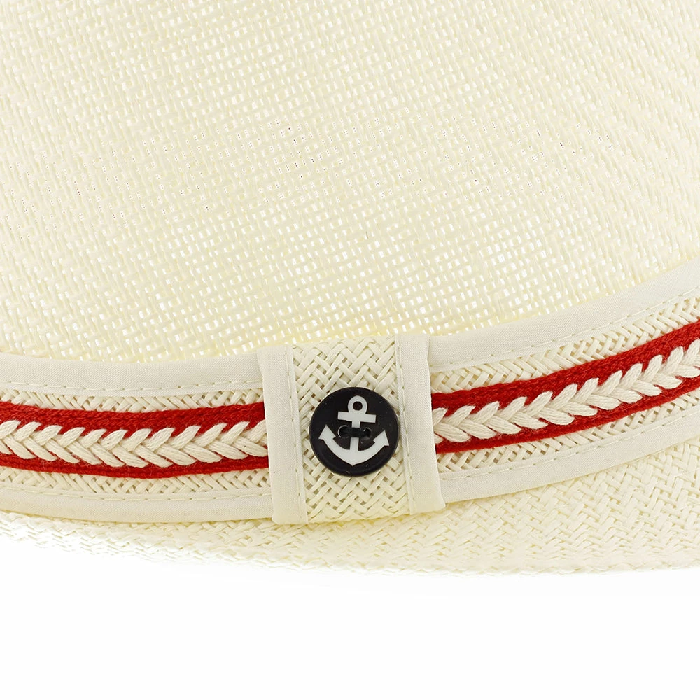 Brand new ๐ Starboard - Tropical Trends LS208 Paper Braid Straw Fedora Hat W/ Anchor Button Hat Pin Men โค๏ธ 39 Starboard - Tropical Trends LS208 Paper Braid Straw Fedora Hat W/ Anchor Button Hat Pin Men