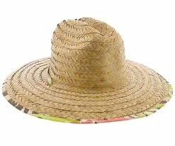 Dorfman Pacific Palm Island - Natural Buri Braid Lifeguard Wide Brim Hat