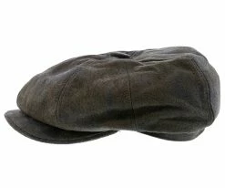 Men Birmingham - Stetson STW199 Brown Weathered Leather Newsboy Cap