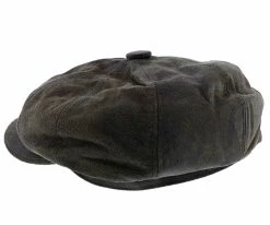 Men Birmingham - Stetson STW199 Brown Weathered Leather Newsboy Cap