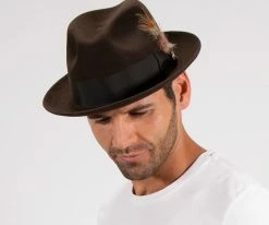 Budget ✨ Men Saxon - Stetson Fur Felt Fedora Hat - TFSAXN ✔️ 45 Men Saxon - Stetson Fur Felt Fedora Hat - TFSAXN