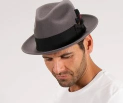 Men Stetson Frederick Wool Felt Fedora Hat - TWFRDK