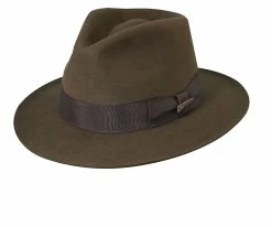 Phantom - Brown Fur Felt Authentic Indiana Jones Fedora Hat - IJ554