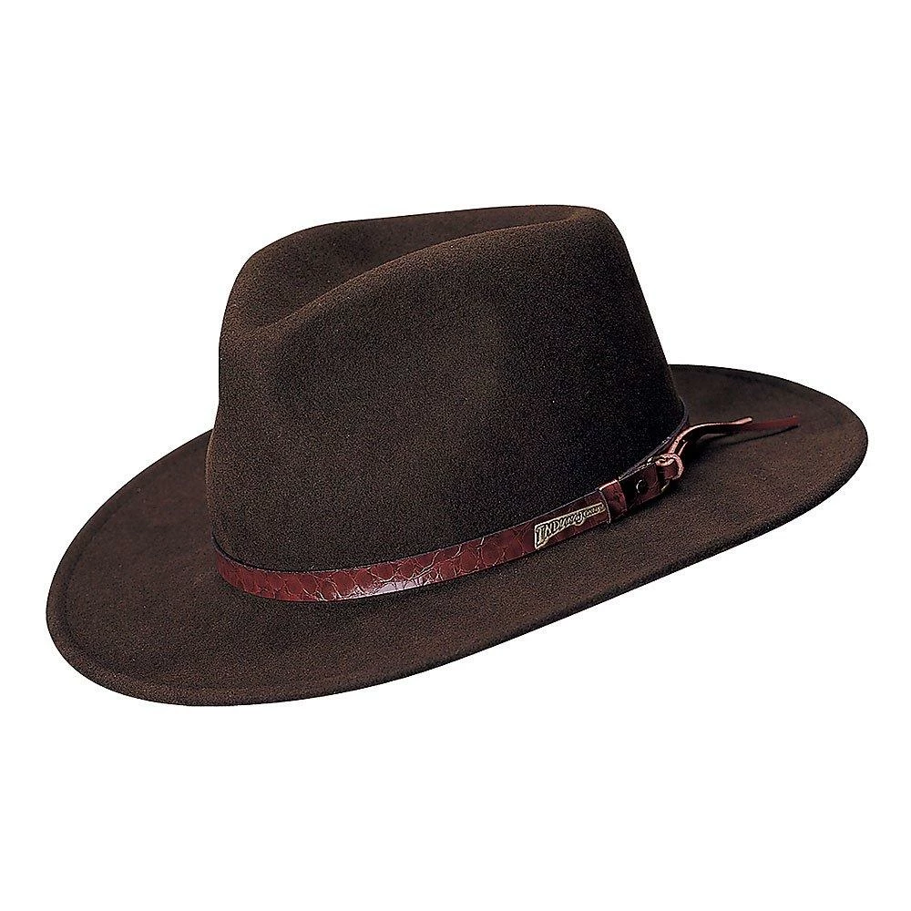 Buy ๐ Men Authentic Brown Wool Felt Indiana Jones Crushable Outback Hat - 555 ๐ 2 Men Authentic Brown Wool Felt Indiana Jones Crushable Outback Hat - 555