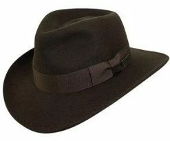 Cross Country - Authentic Brown Wool Felt Crushable Indiana Jones Outback Hat - IJ557