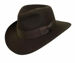 Cross Country - Authentic Brown Wool Felt Crushable Indiana Jones Outback Hat - IJ557