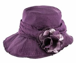 Birdie - Jeanne Simmons Wine Nylon Wide Brim Hat - 4006