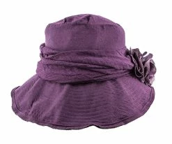 Birdie - Jeanne Simmons Wine Nylon Wide Brim Hat - 4006