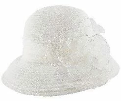 Men Black Flower - Jeanne Simmons Cream Poly Bucket Hat - 6454