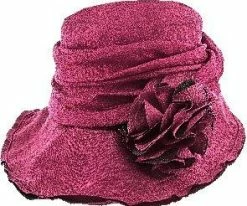 Birdie - Jeanne Simmons Wine Nylon Wide Brim Hat - 4006