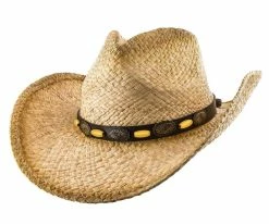 Natural Western - Jeanne Simmons Natural Raffia Straw Cowboy Hat - 3476