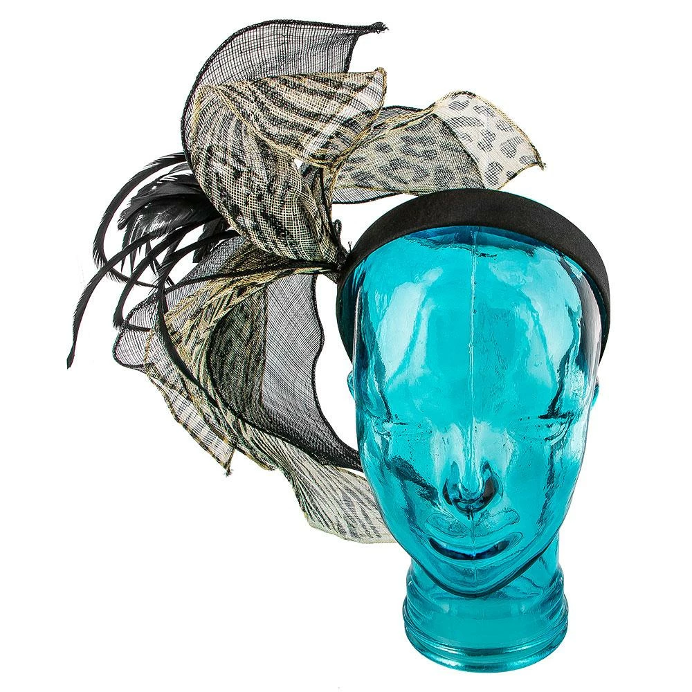 Promo ๐งจ Men Wings - Jeanne Simmons Animal Print Sinamay Fascinator Hat - 4414 ๐ 2 Men Wings - Jeanne Simmons Animal Print Sinamay Fascinator Hat - 4414