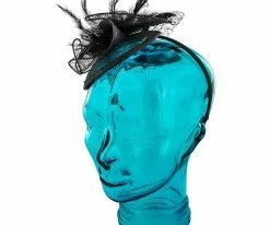 Men Rose - Jeanne Simmons Black Sinamay Fascinator Hat - 4435
