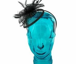 Men Rose - Jeanne Simmons Black Sinamay Fascinator Hat - 4435
