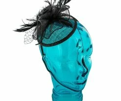 Men Rose - Jeanne Simmons Black Sinamay Fascinator Hat - 4435