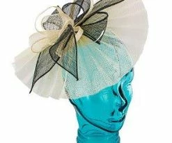 Dish - Jeanne Simmons Cream/Black Sinamay Fascinator Hat - 4436