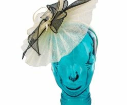 Dish - Jeanne Simmons Cream/Black Sinamay Fascinator Hat - 4436