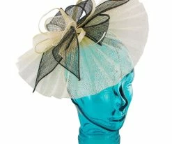 Dish - Jeanne Simmons Cream/Black Sinamay Fascinator Hat - 4436